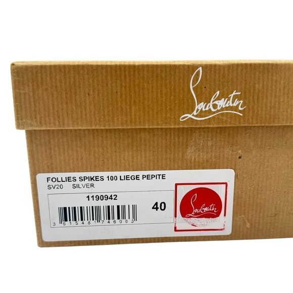 NEW Christian Louboutin Follies Spikes 100 Liege Pepite Silver Size 40 / 10 - Picture 12 of 13
